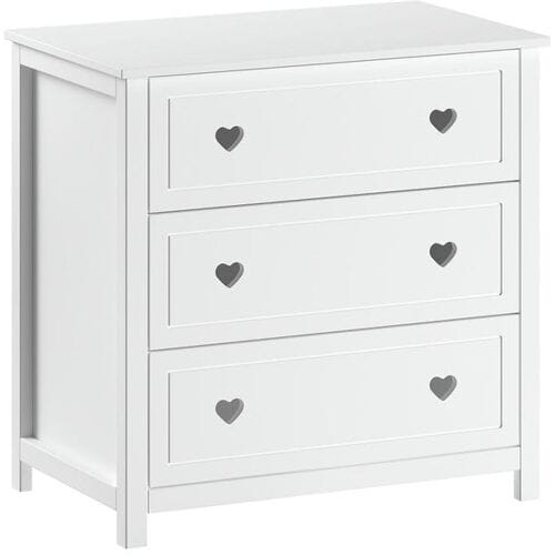 Commode Amori Met 3 Lades - Dennenhout - Wit