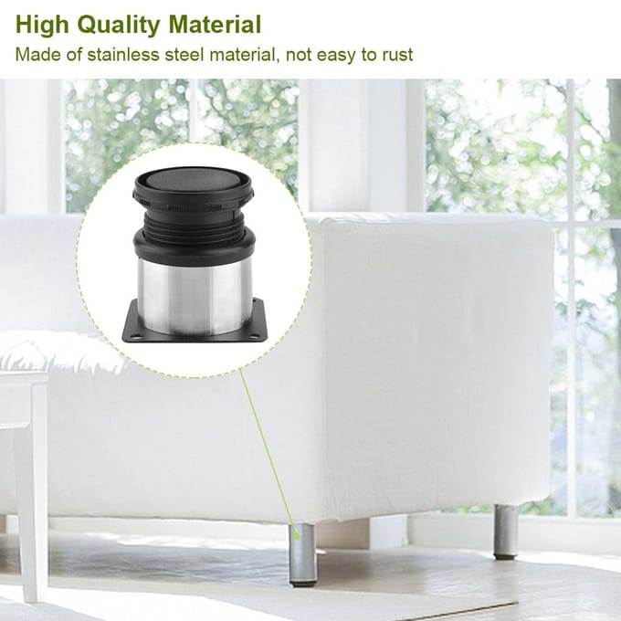4 stuks Verstelbare Meubelpoten RVS Kastvoeten voor Tafel Bed Bank (50*50mm)
