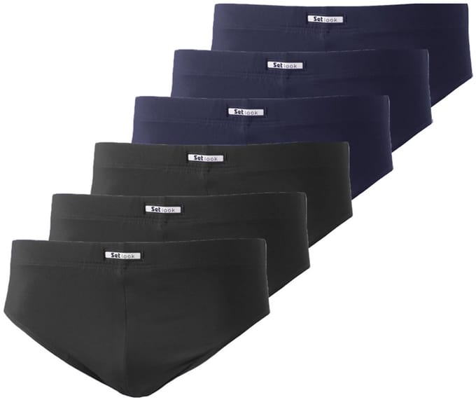 Set Heren slip microfiber 6-pack blauw/zwart