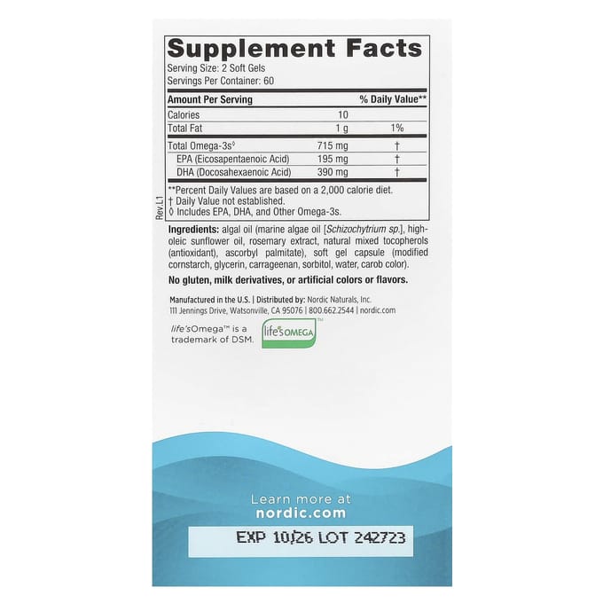Zeewier Omega, 120 Softgels (357,5 mg per zachte capsule)
