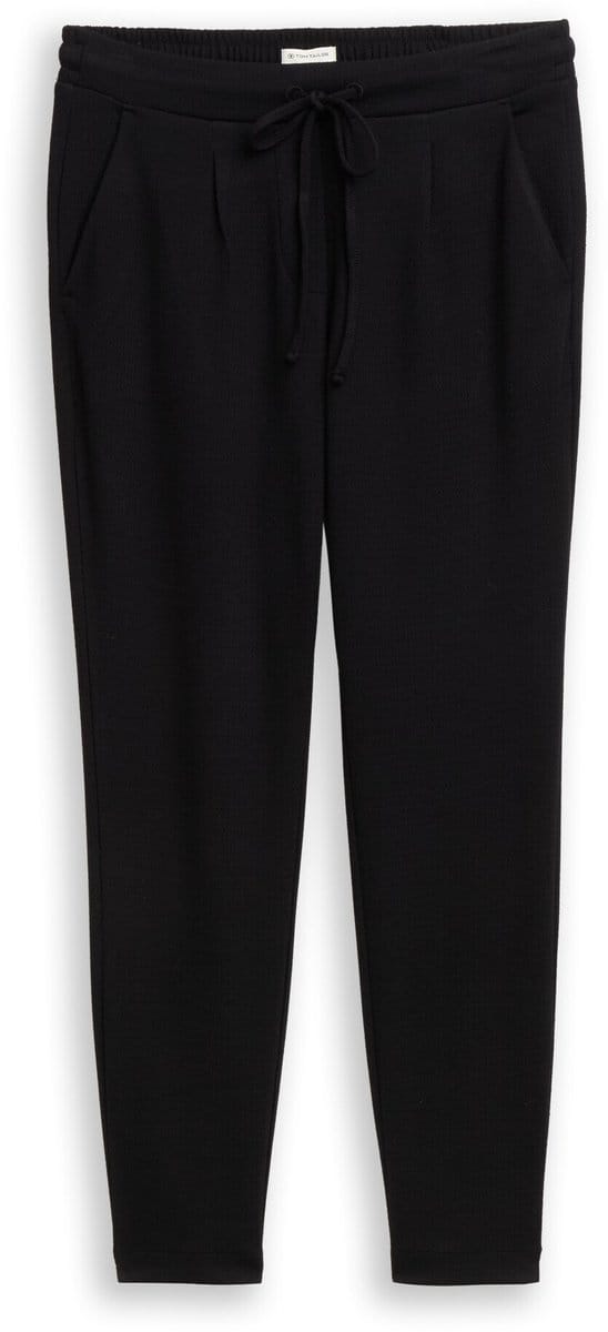 Tom Tailor - Losse, slanke jacquardbroek met trekkoord - Maat 34/30 - deep black
