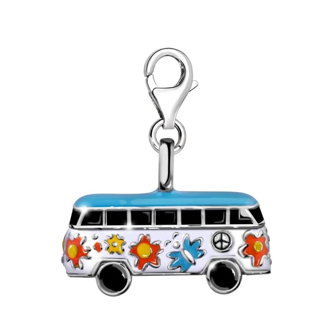 Quiges - Charm Bedel Hanger Hippie Bus Sixties Groot - Dames - Verzilverd - QHCP004