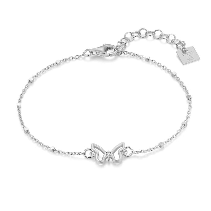 Twice As Nice Armband in zilver, vlinder 16cm+3cm