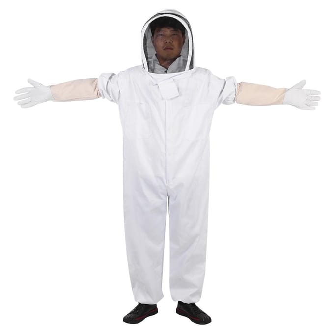 Professioneel Imker Beschermpak Handschoenen Imker Beschermingsuitrusting Jumpsuit(L) XL white