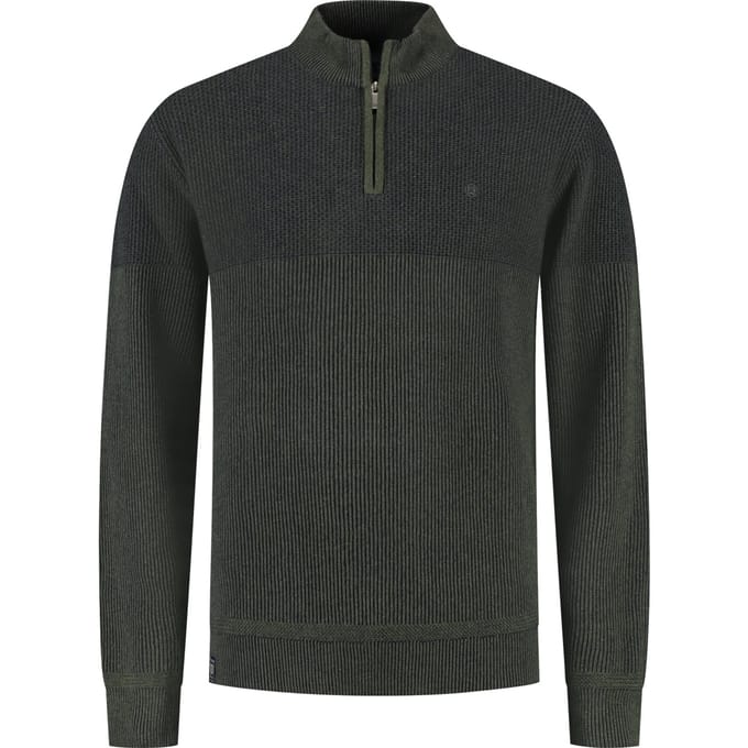 Fellows United Pullover half zip plated tuck Green Moss (52.1120 - 173)