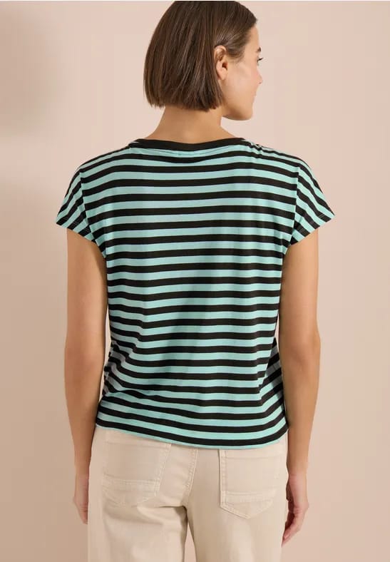 Shirt met boothals en strepen