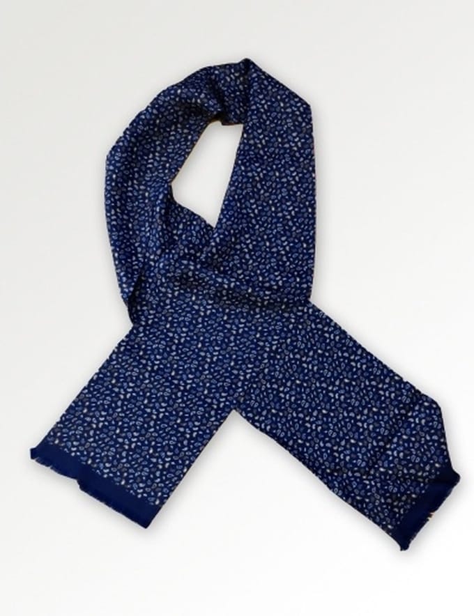 Heren sjaal zijde blauw paisley