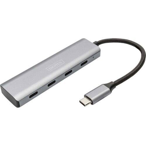 Digitus DA-70246 DA-70246 USB-hub 4 poorten USB-A USB 3.1 Gen1 5 GBit/s Met aluminium behuizing Donkergrijs