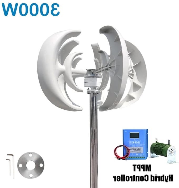 24V 3000W Verticale Windturbine – Windmolen – Windgenerator – Windenergie Systeem – Hybride Zonne-energie Kit – Met Hybride Controller – Compact Ontwerp