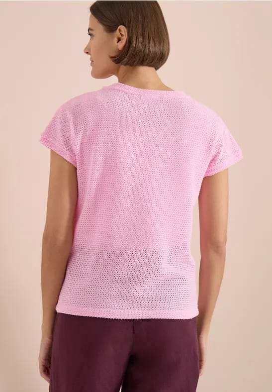 Shirt met boothals in ajour-look