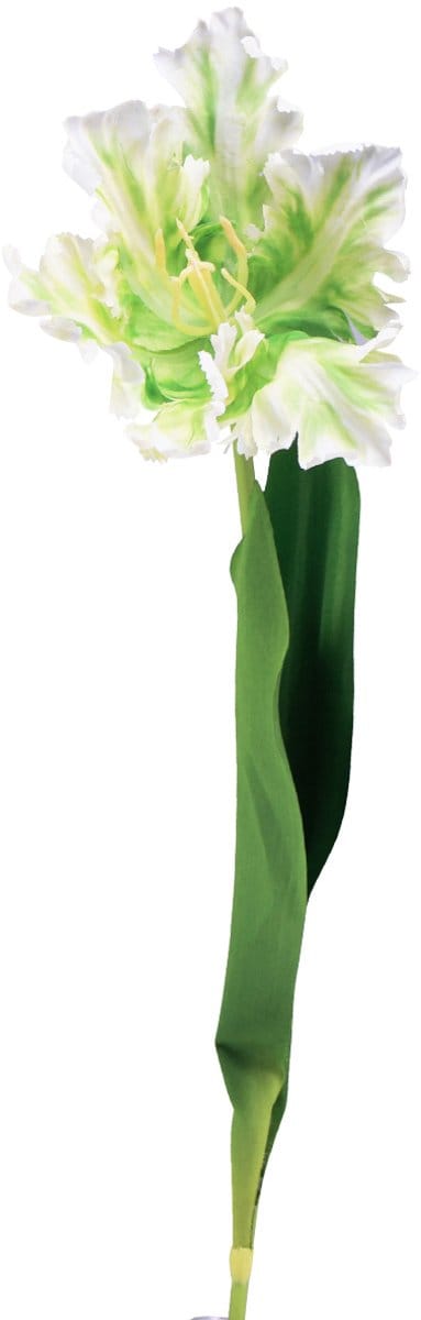 Kunstbloem papegaaitulp kunsttulp groen wit 69cm