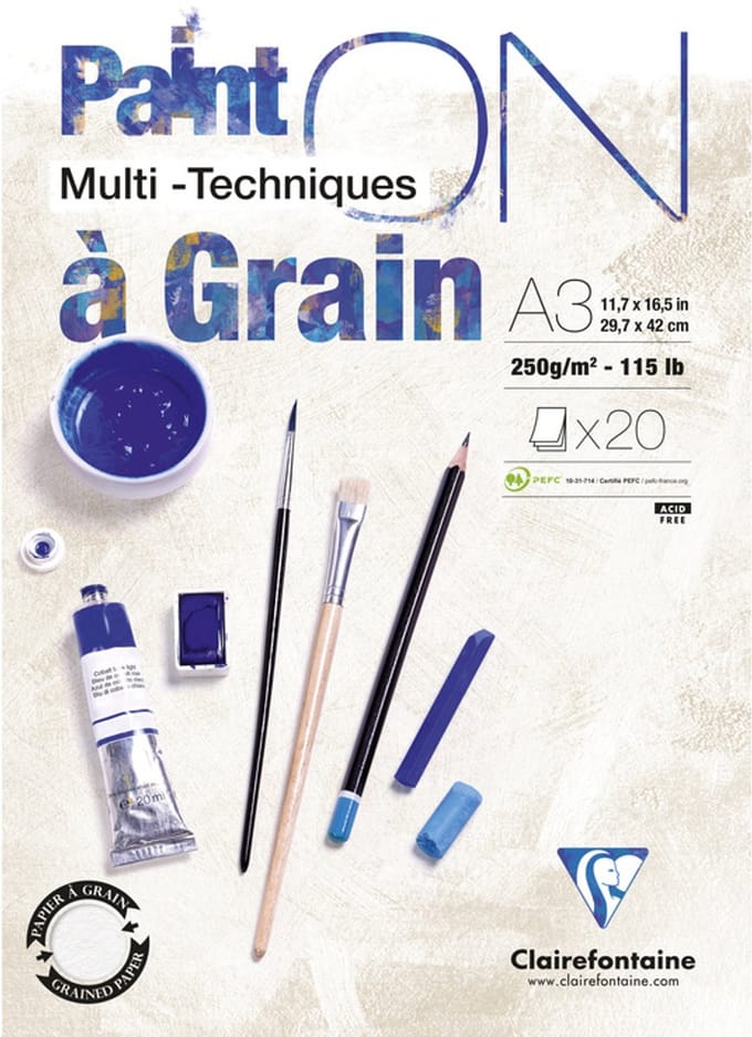Clairefontaine Paint’ON A3 Blok – À Grain – 250 g/m² – Multi-Techniques Papier voor Diverse Materialen