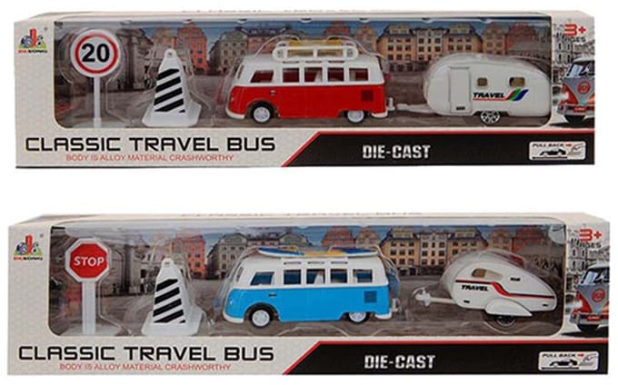 Jonotyos Camper Speelgoed - Pullback camper met caravan auto speelset
