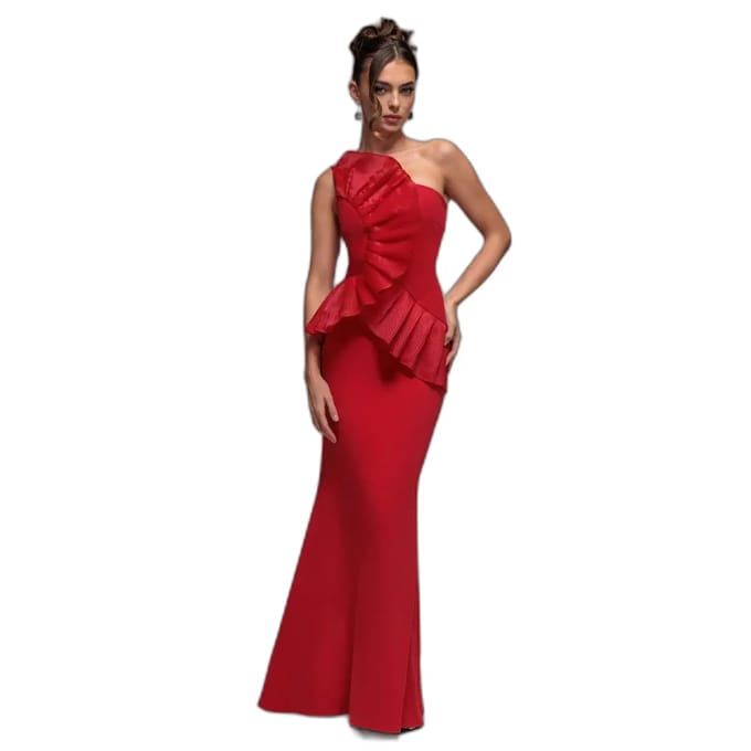 Plissé Eenvallige One-Shoulder Jurk Dames Goddiva