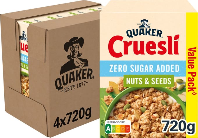 Quaker Cruesli Zero Sugar Added Nuts & Seeds- Ontbijtgranen - 4 x 720 gram