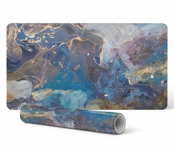 Antislip bureauonderlegger met marmerprint, abstract patroon, 90x45 cm