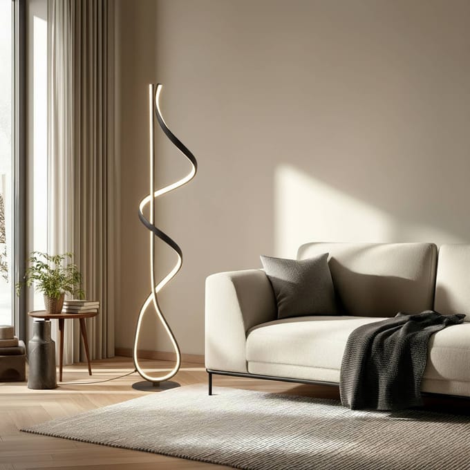 Lucande LED vloerlamp Rodado, zwart, 132 cm, aluminium