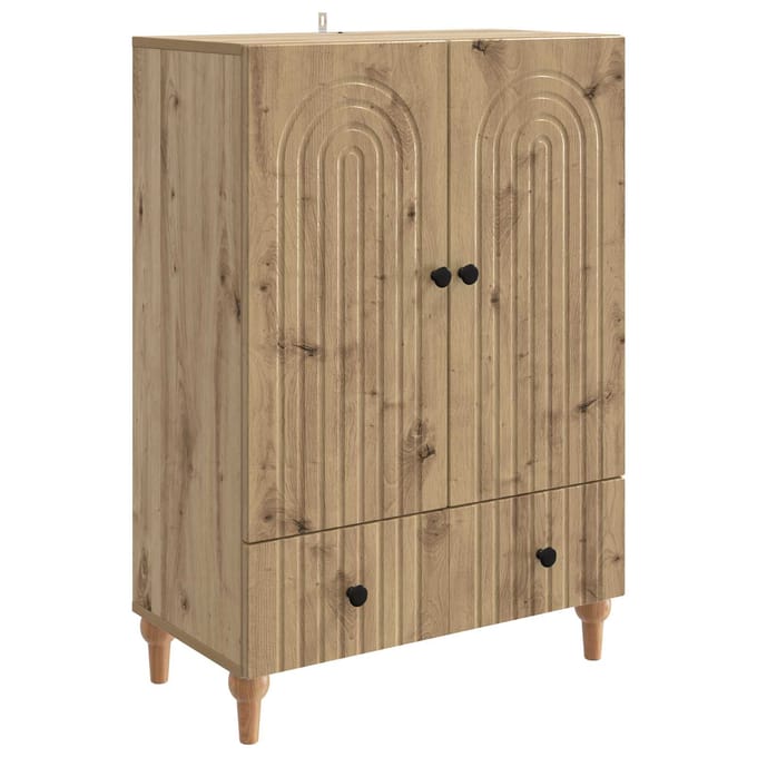 vidaXL - Dressoir - Artisanaal - eiken - 66 - x - 34,5 - x - 95 - cm - Bewerkt - hout