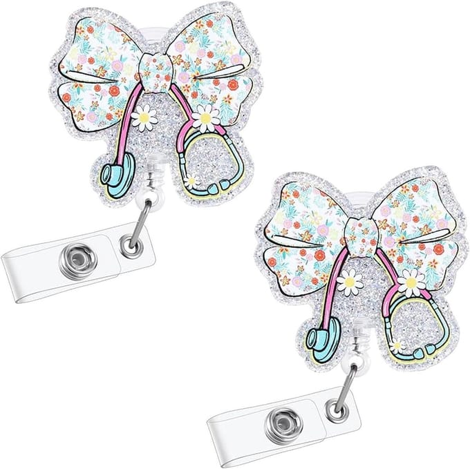 Badgehouder Set - ID Clip - Werk Zichtbaar - Intrekbaar Koord - 2 Stuks - Bloemig