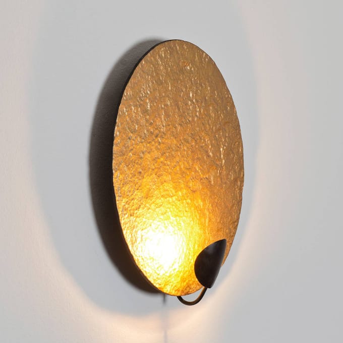 Holländer LED wandlamp Traversa, glanzend goud, Ø 35 cm