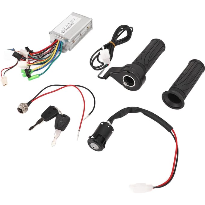 24V 350W Elektrische Fiets Controller Set Borstelloze Controller Gashendel Oplaadinterface Elektrisch Deurslot Set white