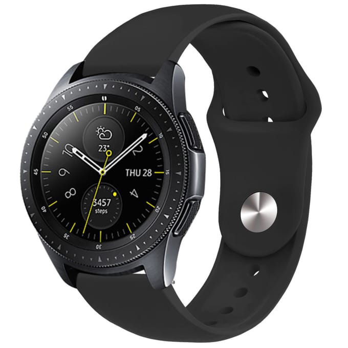 Siliconen Sport bandje - Universeel 20 mm aansluiting - Geschikt voor onder andere Geschikt voor Garmin Forerunner 20 mm / Venu / Venu 2 Plus / Vivoactive 3/5/6 - Zwart