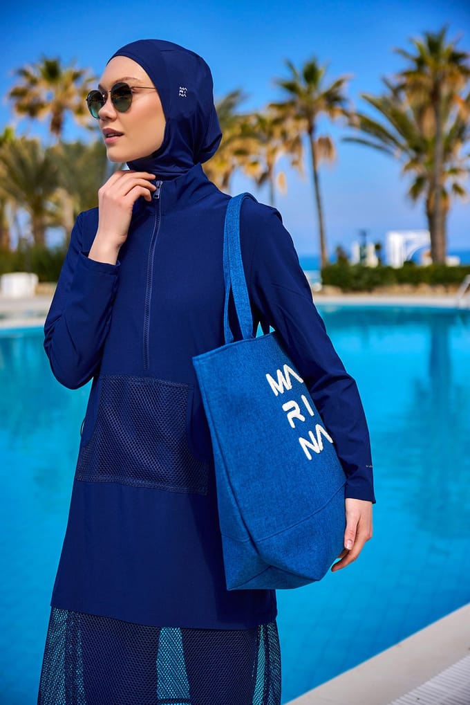Marina Navy bescheiden badmode Burkini