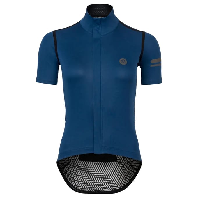 AGU Rain Jersey - Fietsshirt korte mouwen - Dames - Blauw - Waterdicht - Winddicht - DWR coating - Getapete naden - M