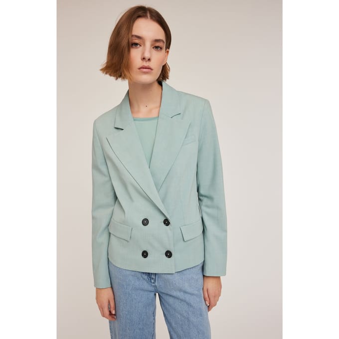 Motivi Polyviscose Double-breasted Jacket Water Green Größe: 40 | Blazer Outlet | Damen | Grün