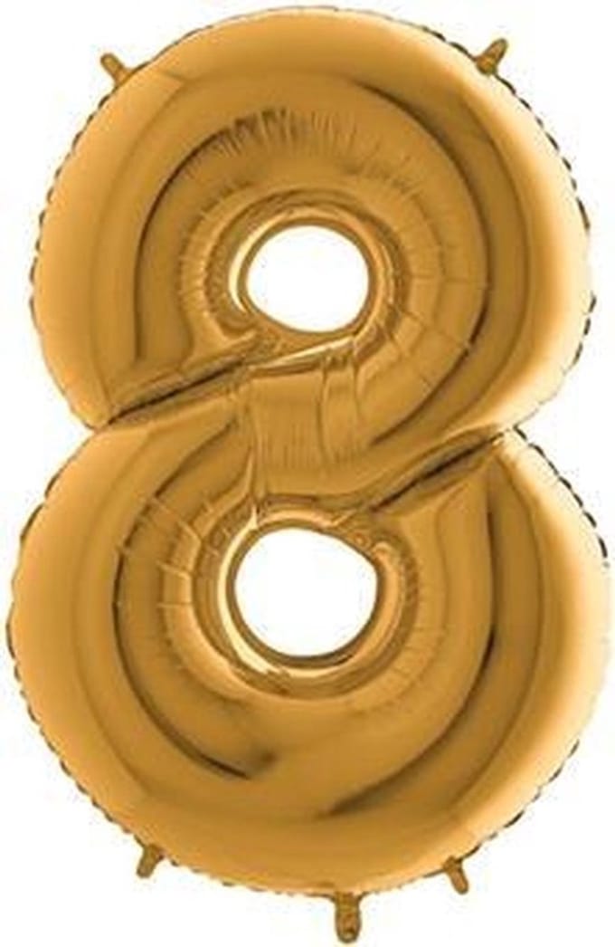 Ballon en Aluminium Chiffre 8 Doré - 102 cm Grabo