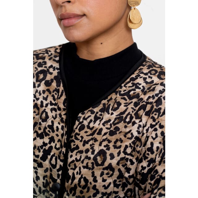 Geisha Vest Kort Step Jasje Met Leopard Print 55538 70 000999 Black/sand Dames Maat - XS