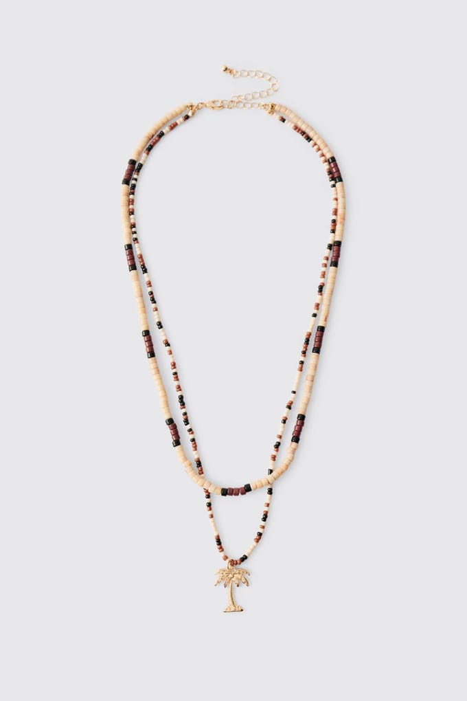 Palm Tree Beaded Necklace | Gold