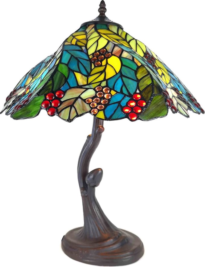 Lumilamp Tiffany Tafellamp Ø 43x54 cm Groen Polyresin Bladeren