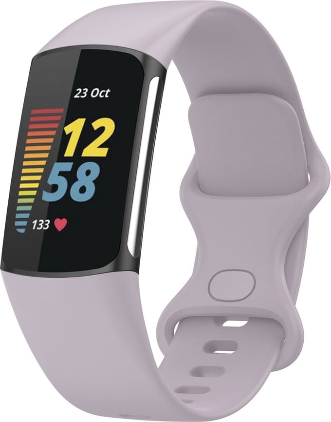 KELERINO. Siliconen bandje geschikt voor Fitbit Charge 5 - Lavendel - Large