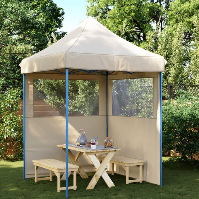 vidaXL - Partytent - inklapbaar - pop-up - met - 2 - zijwanden - beige