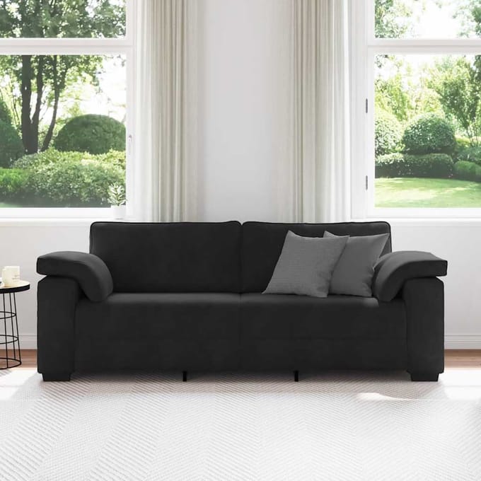 vidaXL - 3-zitsbank - 220x77x82 - cm - fluweel - zwart