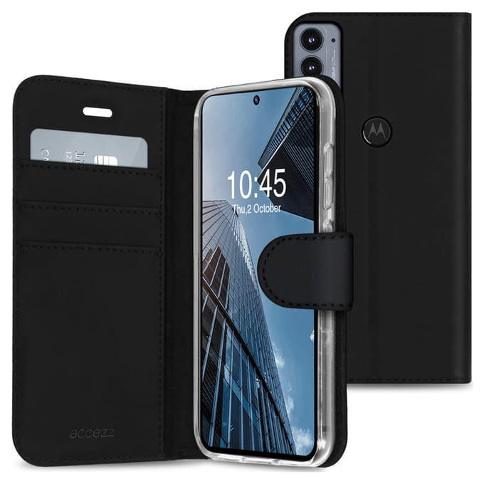 Accezz Hoesje - Geschikt voor Motorola Edge 20 - Wallet Softcase Bookcase - Zwart