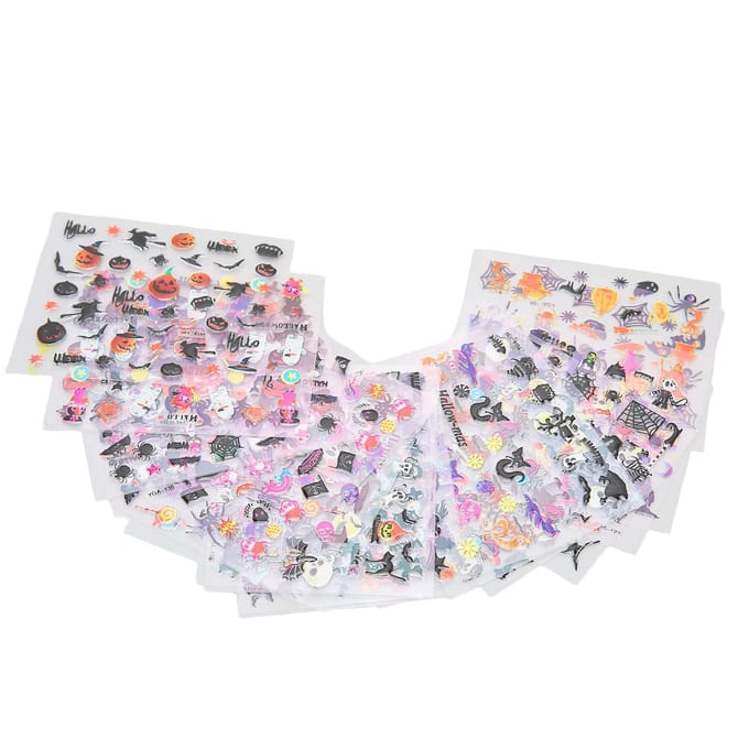 24 pièces Autocollants Nail Art Halloween Auto-adhésifs DIY Décalcomanies Nail Art Décorations Manucure white