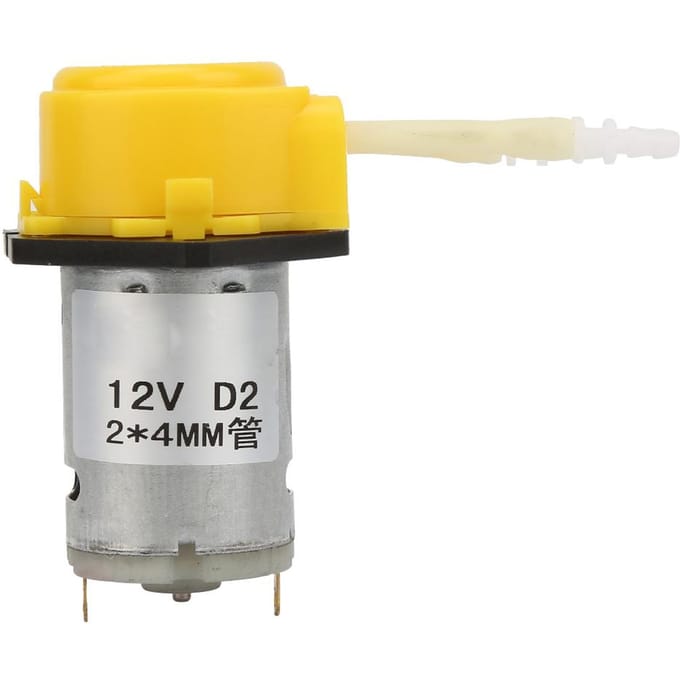 Pompe Péristaltique Micro Eau Liquide Jaune DC12V Pour Aquarium Laboratoire Analytique 2*4mm yellow