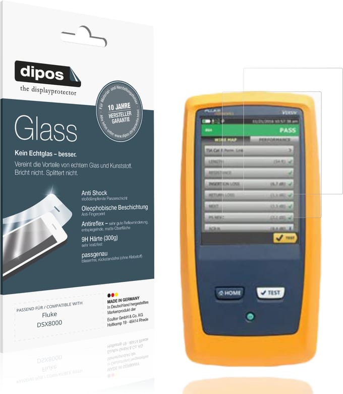 dipos – 2x Matte Pantserfolie geschikt voor Fluke DSX8000 | 9H Screenprotector
