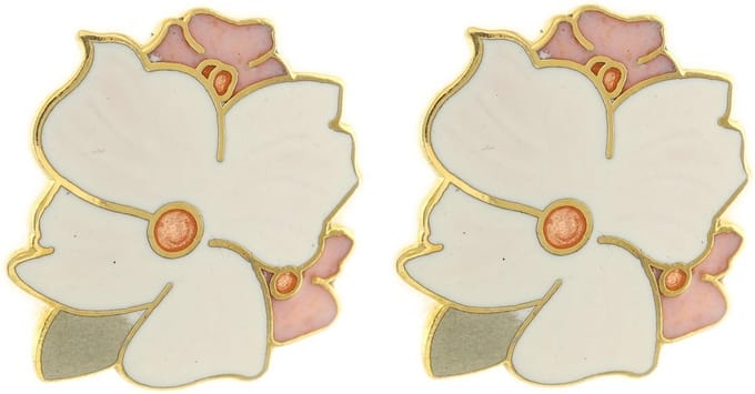Behave - Oorclips dames - bloemmotief - wit en roze - 2 cm