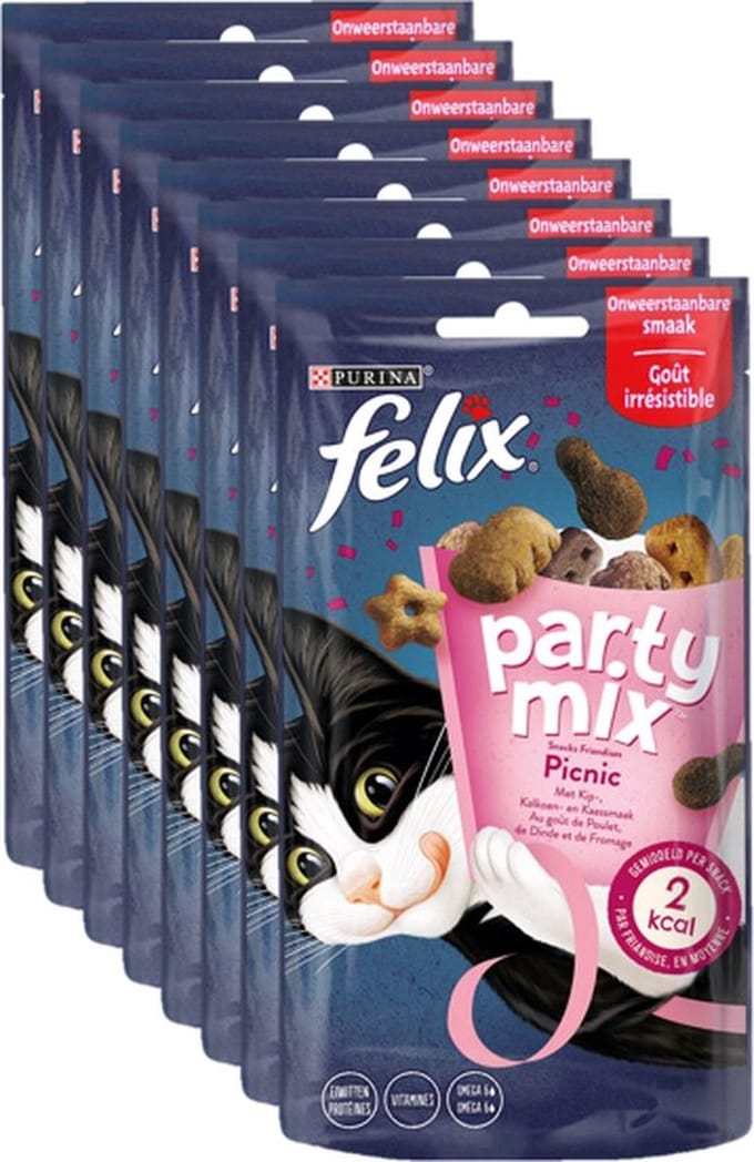 Felix feestmix - picknickmix - kattensnacks - 8 x 60 g