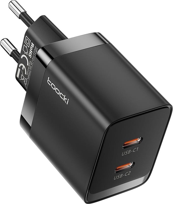 DrPhone WL17 GaN 40W Thuislader – Dubbele USB C PD 3.0 Oplader – QC 3.0 – USB Type C Oplader – 2 USB C PD Poorten – Zwart
