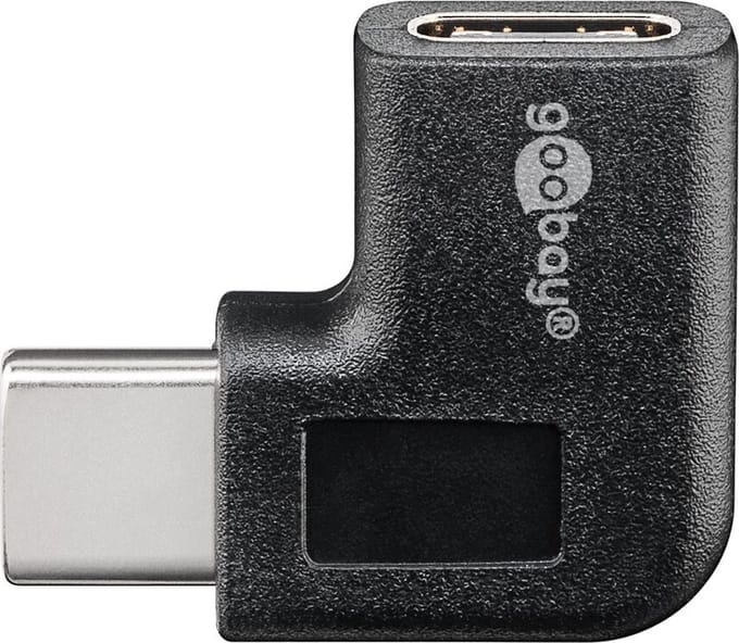 Goobay Adapter USB-C naar USB-C, 90°, zwart, 15 W, 3 A, 5 Gbit/s, USB 3.0