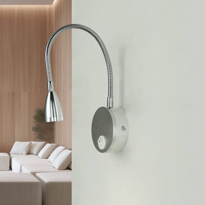Flexibele LED Wandlamp met Schakelaar - 3W Leeslamp Slaapkamer - Zilver