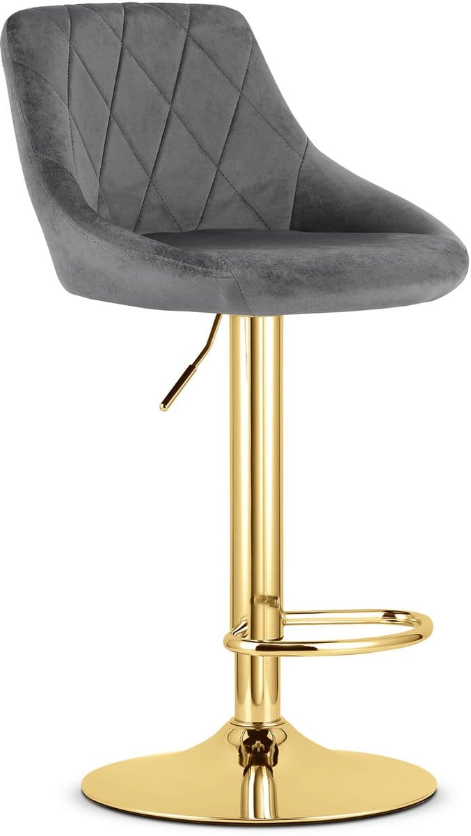 KAST kruk - grijs fluweel / gouden voet