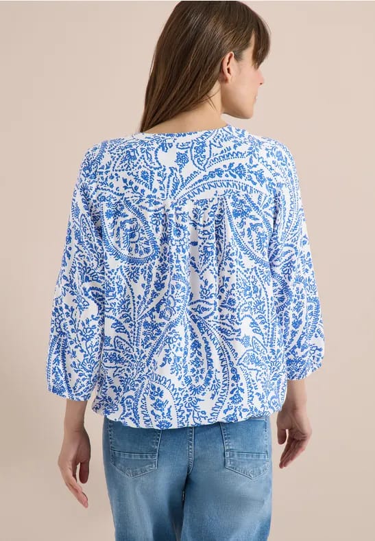 3/4-mouwen blouse met gespleten hals en glitter