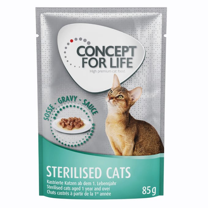 24x85g Gemengd Gelei & Saus Sterilised in Saus en Gelei Concept for Life Kattenvoer
