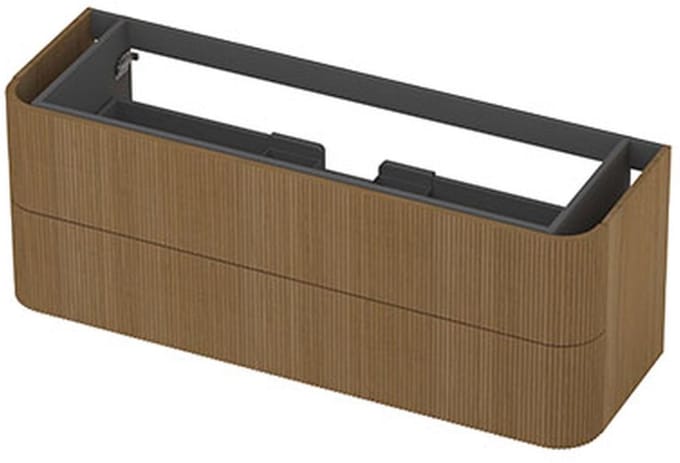 INK - Afgeronde Onderkast Fineer 2 Laden Softclose met Gefreesd Front Tbv Grepen - 1400x450x520 Mm - Light Veneer