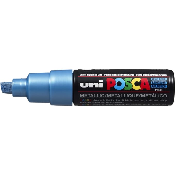 Metallic blauw verfstift op waterbasis met schuine punt breed